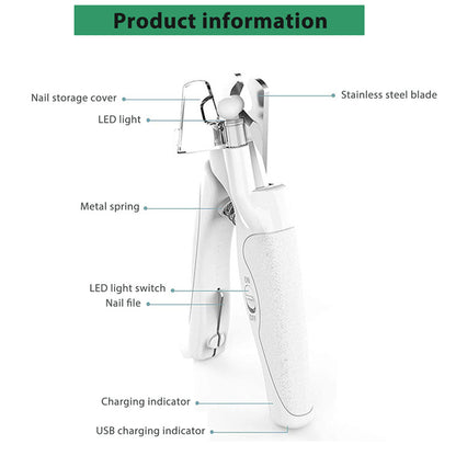TrimSure™ LED Pet Nail Clippers – Precise & Safe Grooming for Dogs & Cats